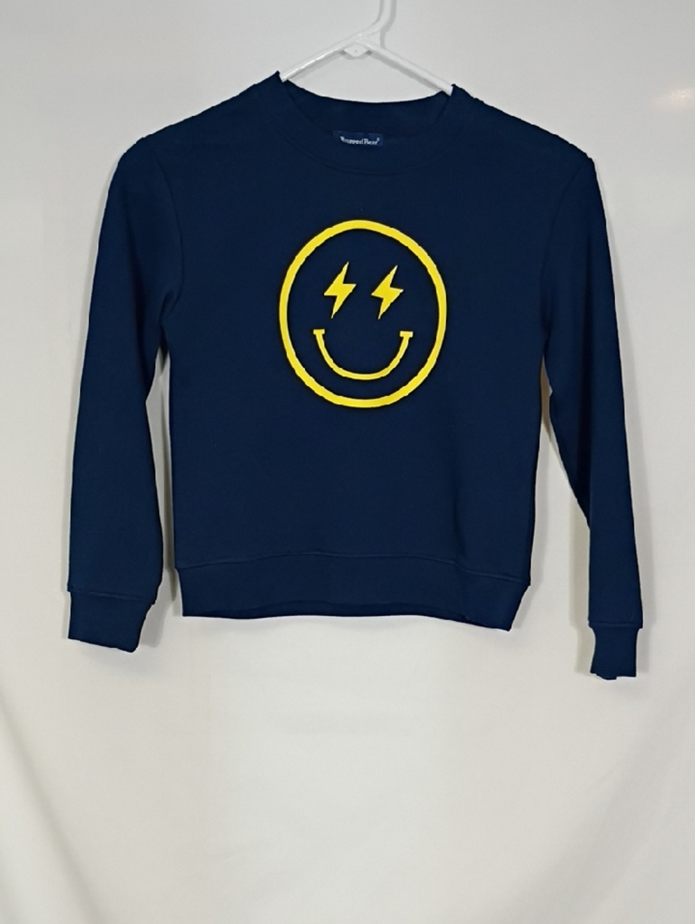 NWT Ruggedbear Navy Sweatshirt with Yellow Lightning Smile Graphic Boys Sz Small
